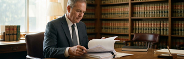 Lawyer consulting with a client in an office setting